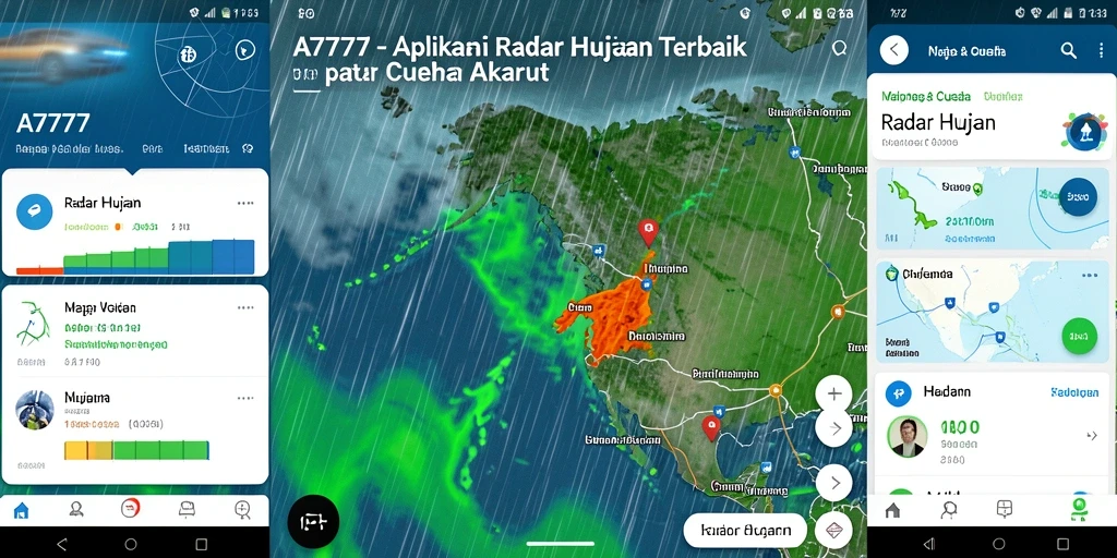 Tampilan aplikasi A7777 dengan fitur Radar Hujan yang akurat.