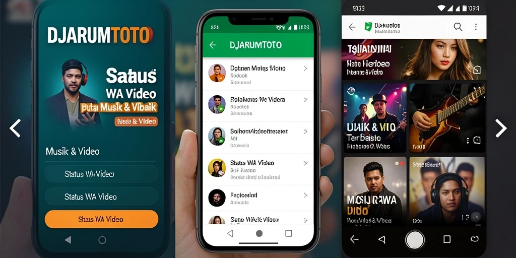 Tampilan antarmuka DJARUMTOTO dengan fitur Status WA Video.