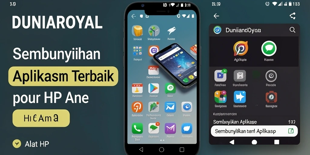 Antarmuka DUNIAROYAL menampilkan fitur penyembunyian aplikasi yang sederhana dan aman.