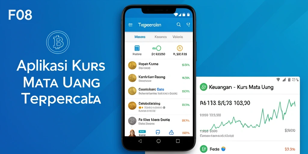 Tampilan antarmuka utama F08 yang menampilkan kurs mata uang.