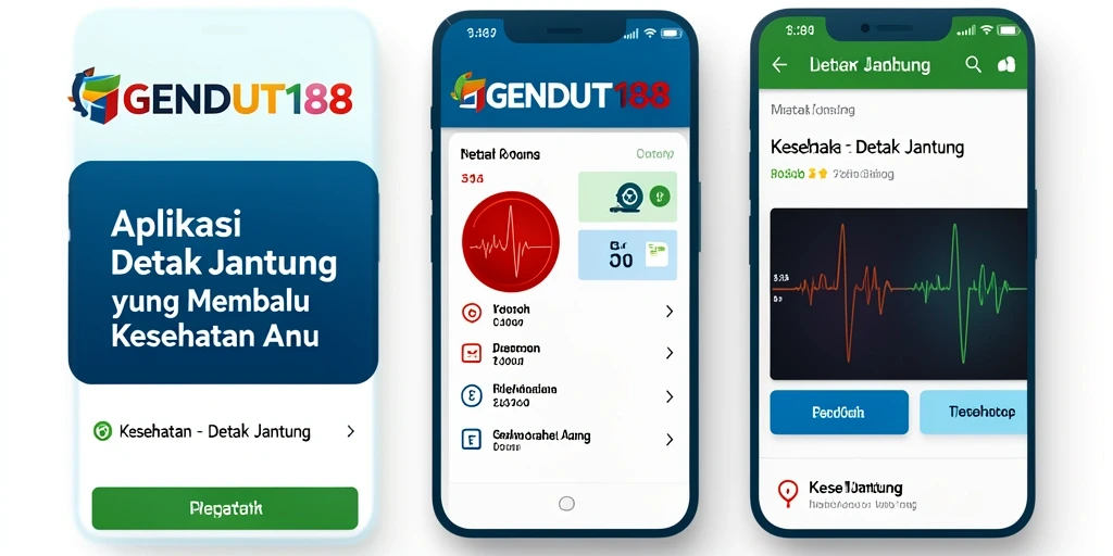 Antarmuka GENDUT188 menampilkan grafik detak jantung yang jelas dan informatif.