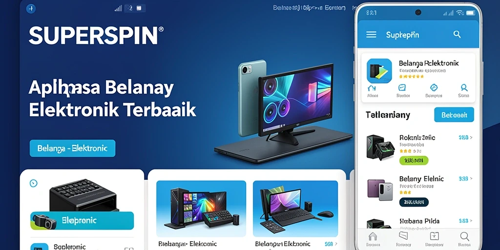 Antarmuka menarik SUPERSPIN untuk belanja elektronik.