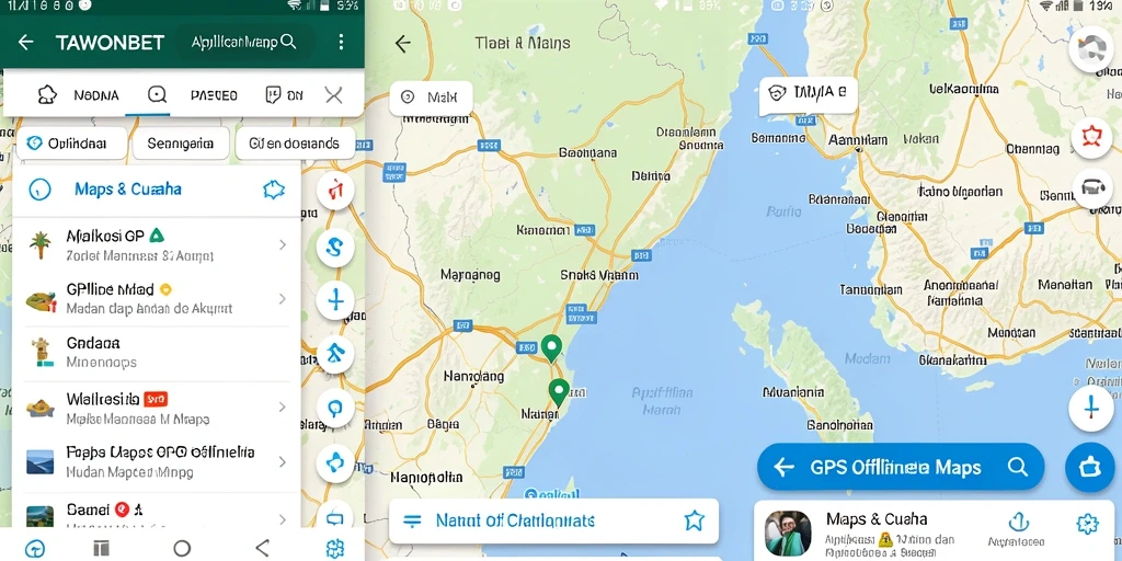 Antarmuka aplikasi TAWONBET untuk navigasi GPS Offline Maps.